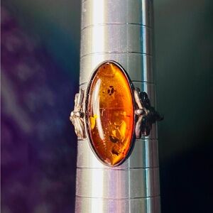 Vintage sterling silver amber ring